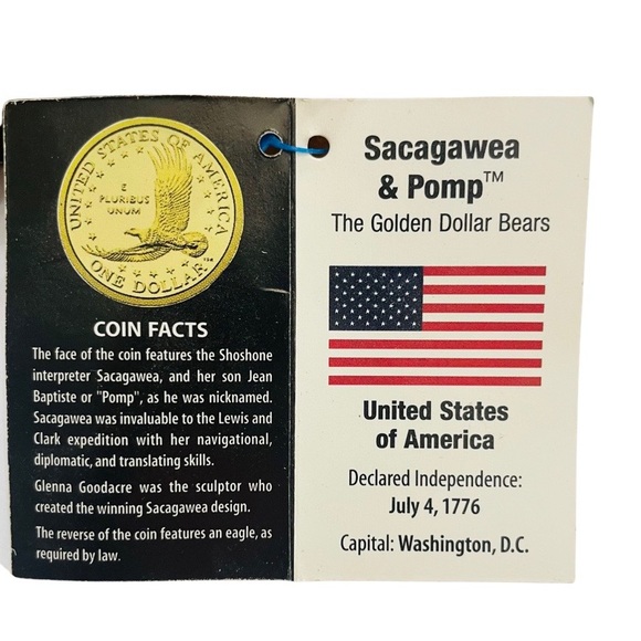 Limited Treasures Coin Bear 2001 Golden Dollar Coin 2000 D Sacajawea & Pomp - Picture 11 of 12